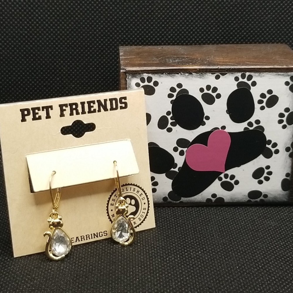 Pet Friends Gold Cat Earrings